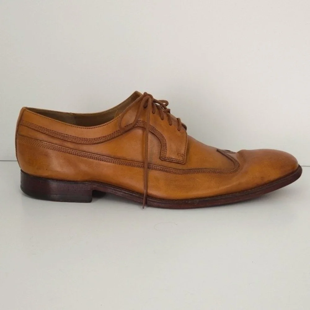Grenson‎ Tan Brown Leather Wingtip Oxford Dress Shoes- Men's 12